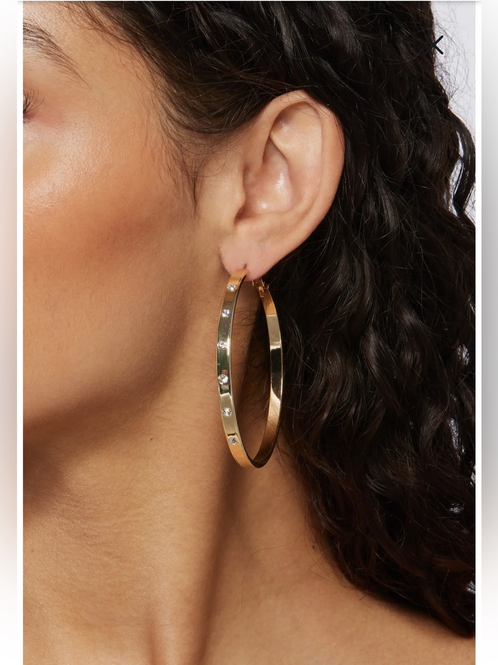 Panacea Cache Gold Hoop Earrings with Crystal Accents